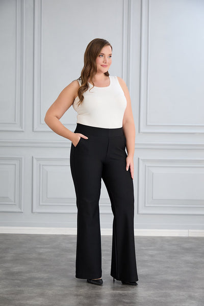 Pantalon marime mare retractabil Borisa rascroit de la genunchi