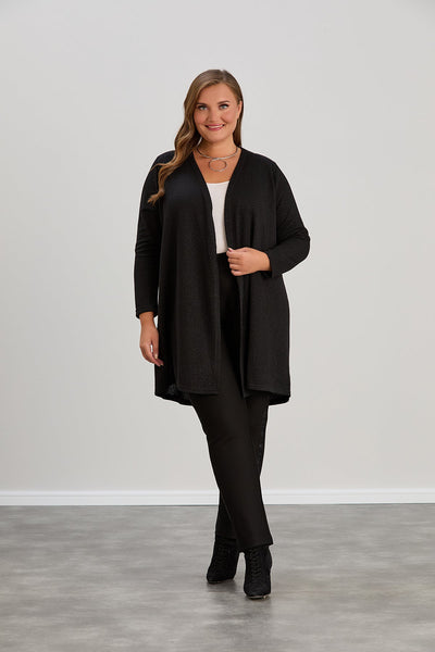 Cardigan marime mare cu lame discrete - negru