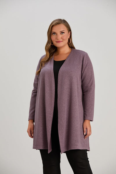 Cardigan marime mare cu lame discrete - liliac