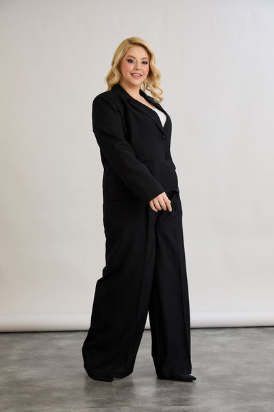 Sacou marime mare modern scurt in-bumbac - negru