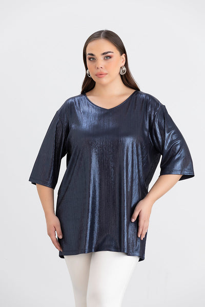 Bluza festiva marime mare pe albastru