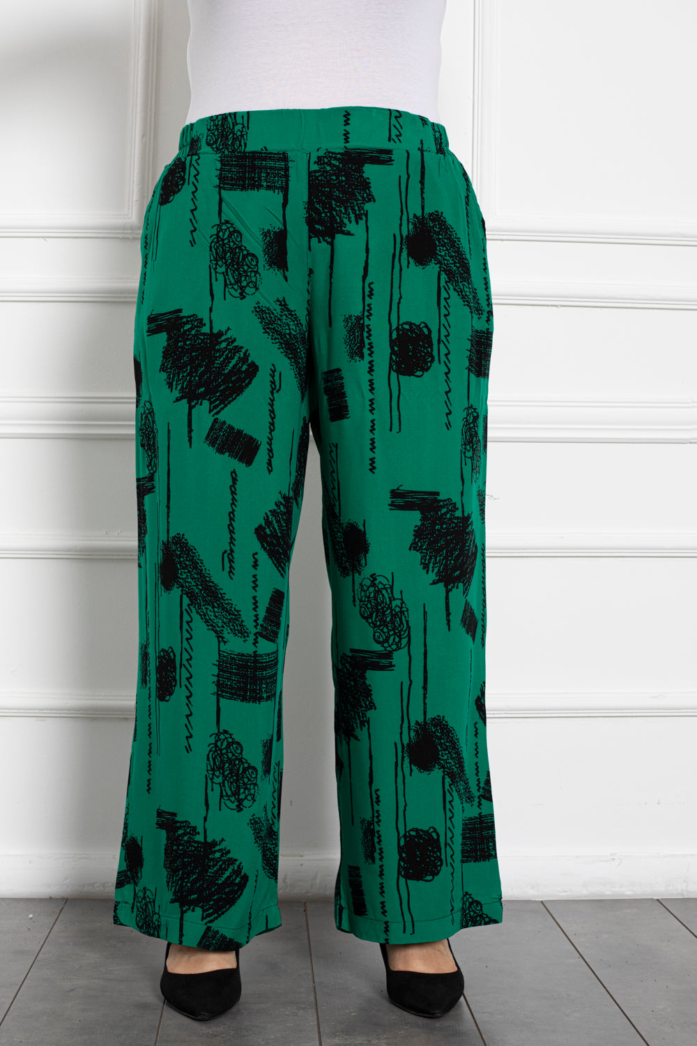 Pantalon marime mare de primavara - verde