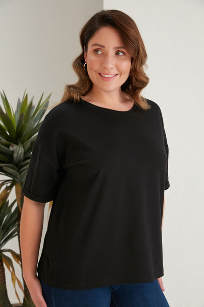 Tricou marime mare clasic din bumbac - negru