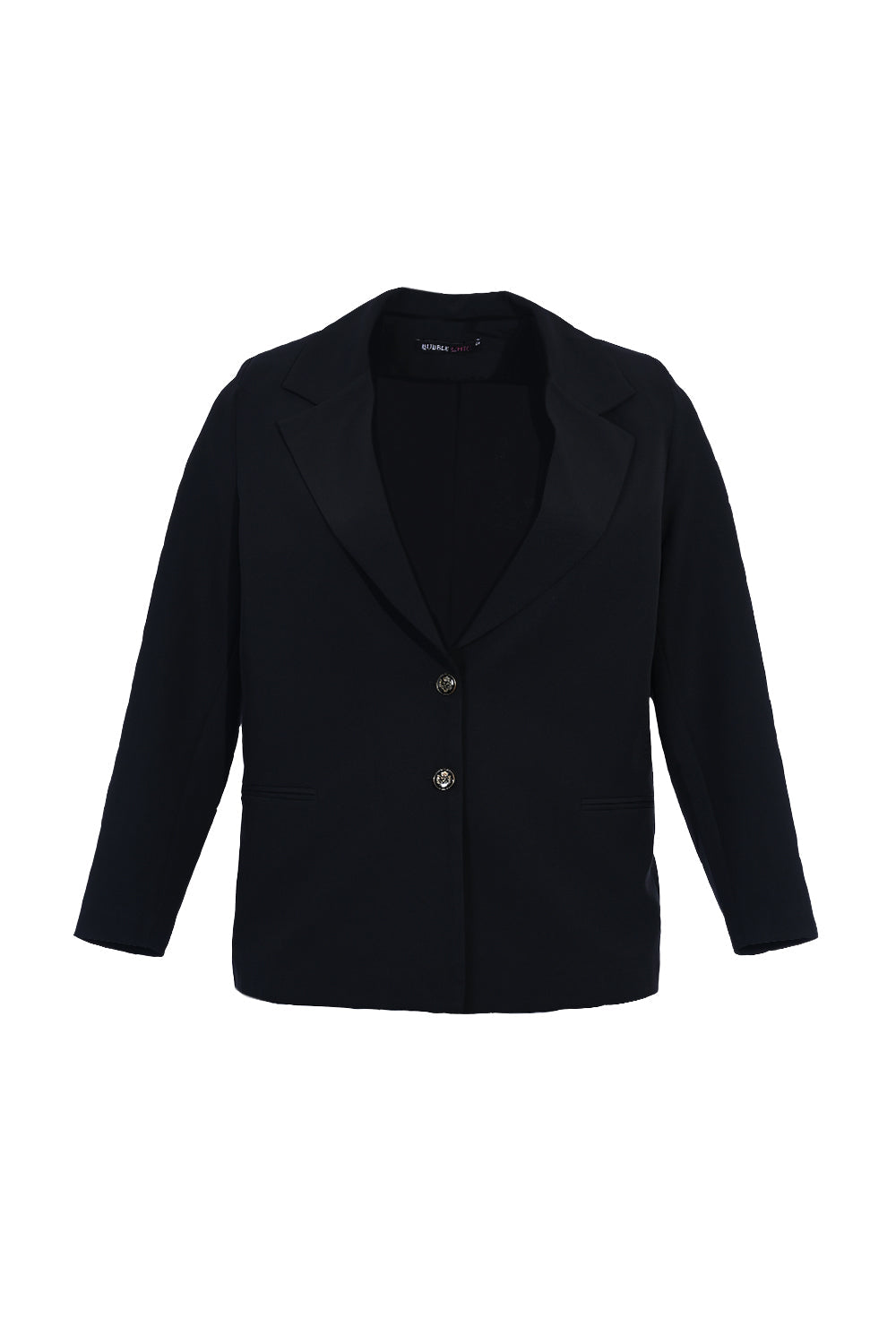 Елегантно сако с хастар и две копчета  в големи размери- черен