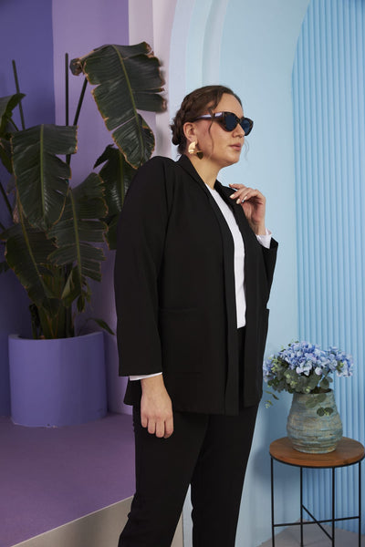 Blazer marime mare de primavara - negru