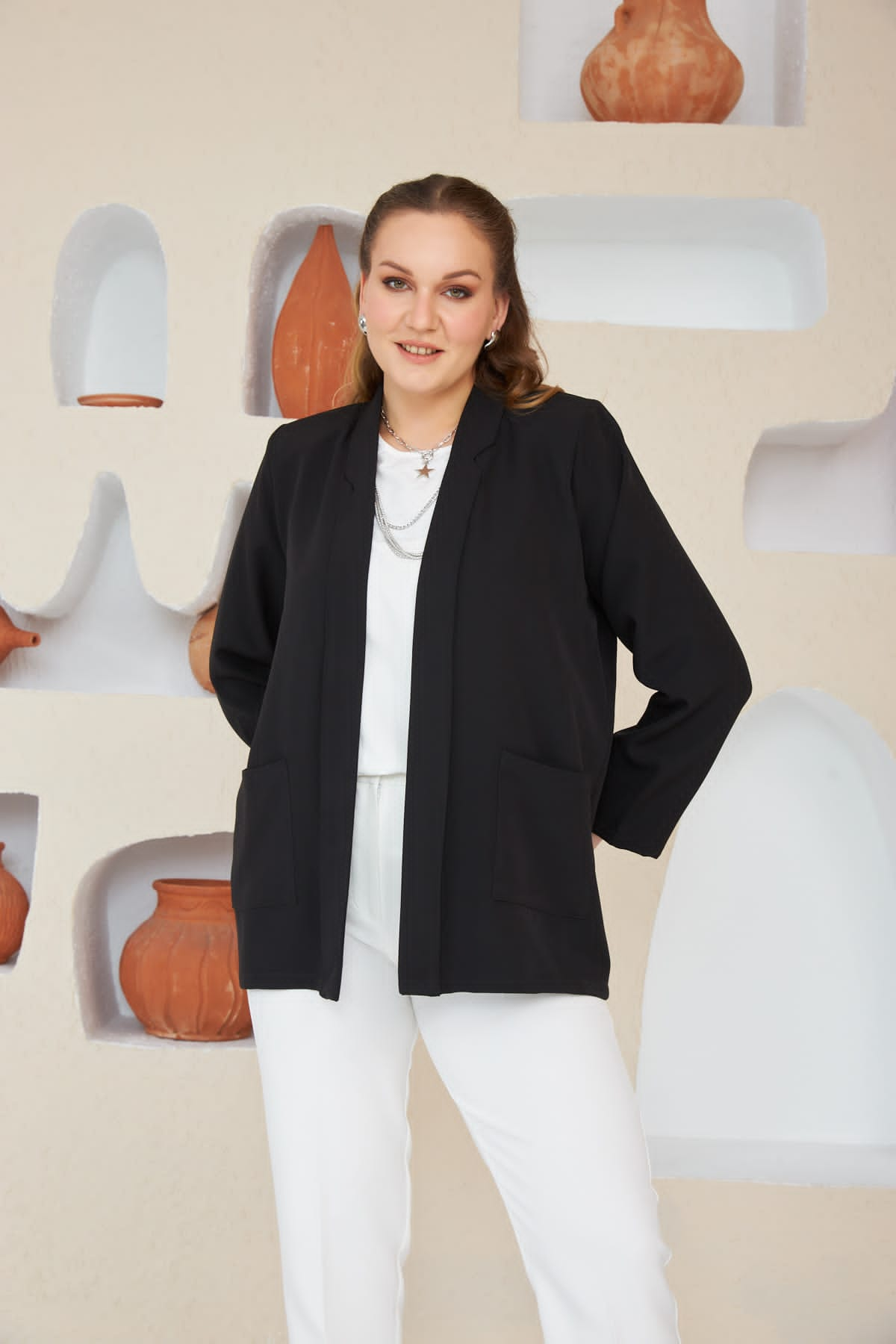 Blazer marime mare de primavara - negru