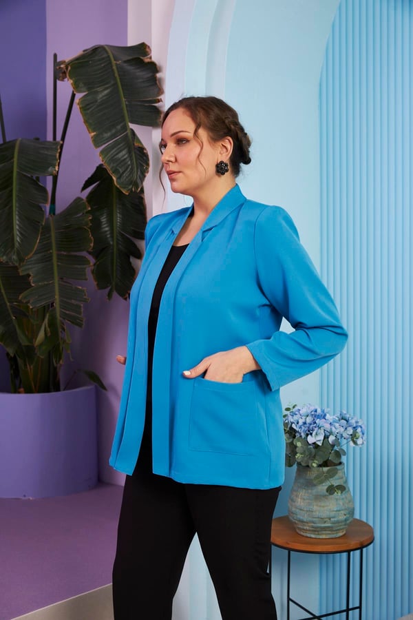 Blazer marime mare de primavara - albastru