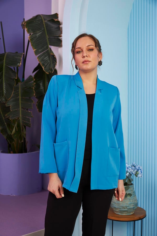 Blazer marime mare de primavara - albastru